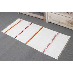 Tapis vintage 1,7 x 3,9 pieds, petit tapis turc, tapis en laine camouflage blanc - Product Image 4