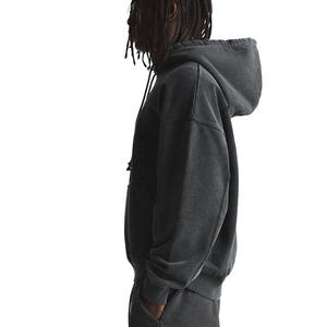 Sweat à capuche surdimensionné d'hiver en coton lourd 400 GSM pour hommes, pull vintage lavé, sans ficelle, approvisionnement en gros - Product Image 4