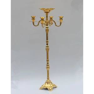 Portavelas moderno, candelabros de suelo chapados en oro mejor valorados, candelabro de Metal de 85cm, candelabro puro con el último cuenco de flores - Product Image 4