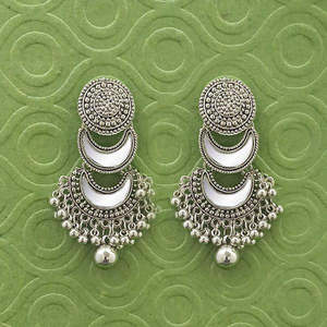 Pendientes Jeweljunk Fashion Silver Plated Mirror Dangler Modelo 1314779 - Product Image 1