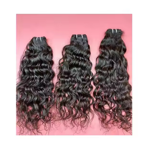 Vente en gros d'extensions de cheveux 100% indiens naturels noirs Remy à cuticules alignés tressage à double trame à vague profonde traitée à la machine - Product Image 2