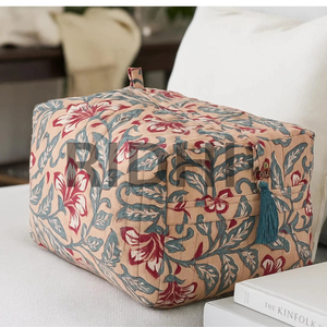 Sac fourre-tout matelassé multi-usages en tissu écologique imprimé personnalisé, motif floral pêche, avec fermeture éclair, pour cosmétiques, courses et usage quotidien - Product Image 6