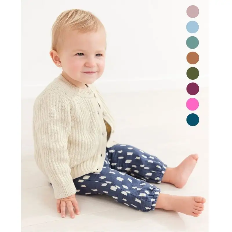 GOTS-Top de algodón orgánico para bebé, ropa personalizable, cárdigan con estampado de botones