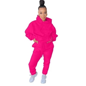 Women's 100% Cotton Fleece Fitness Sports <b>Jogger</b> Suit Custom Logo Oversized Baggy Track Suits Solid Plus Size Features for - Product Image 6