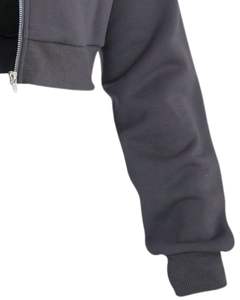 Sudadera Corta con Capucha y Cremallera para Mujer, Color Gris Oscuro, Manga Larga, Informal, con Puños Acanalados, Estilo Urbano, Moda de Invierno - Product Image 6