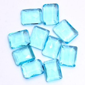 พลอยบุษราคัมสีฟ้า15x20มม. ทรงแปดเหลี่ยม rosecut Cabochon ควอตซ์ไฮโดรควอตซ์หลวมอัญมณีสังเคราะห์สำหรับทำเครื่องประดับ - Product Image 2