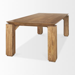 Mesa de Comedor Moderna de Madera de Mango Maciza con Acabado Natural, Estilo Flotante, Tapa Cónica, Patas Plegables, para Hogar, Cocina, Restaurante u Oficina - Product Image 5