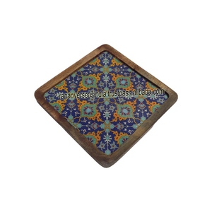 Handmade Wooden Printed Platter Fruit Snack Dry Fruit <b>Square</b> Serving Platter <b>Table</b> Decorations - Product Image 3