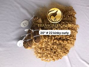Top mejor calidad 20 "#22 Color Kinky Curly Wholesale's Bundle Raw Indian Temple Directo de India Machine Cabello humano de doble trama - Product Image 5