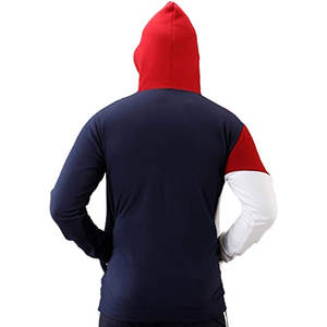 OEM Custom <b>Men</b> <b>Hoodie</b> Navy Blue <b>Maroon</b> White Tri Tone Color Block Fleece Pullover Streetwear Hoody Factory Wholesale - Product Image 2