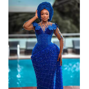 Vestido Africano George de Lujo, Bordado, Corte Entallado, Ecológico, para Ceremonias Culturales, Bodas y Celebraciones Tradicionales - Product Image 1