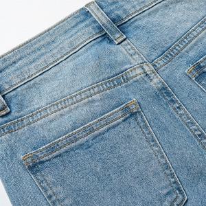 Pantalones Vaqueros Acampanados de Mezclilla para Mujer al por Mayor OEM, Cintura Alta, Transpirables, Cómodos, con Logotipo Personalizado, Moda Urbana, Jeans para Mujer - Product Image 5