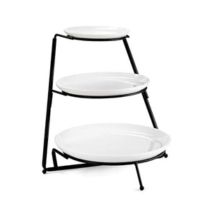 Décoration de table de fête de Noël de haute qualité, support à gâteau en forme arrondie avec finition noire en poudre. - Product Image 1