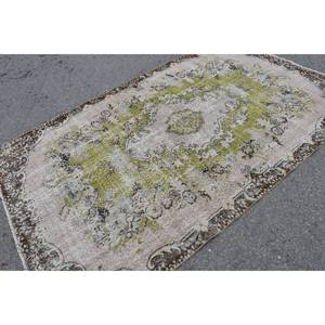 Tapis turc vintage 5.4 x 8.7ft vert beige laine Patchwork Design Latex pour la maison salon chevet couloir rectangulaire Tabriz - Product Image 2