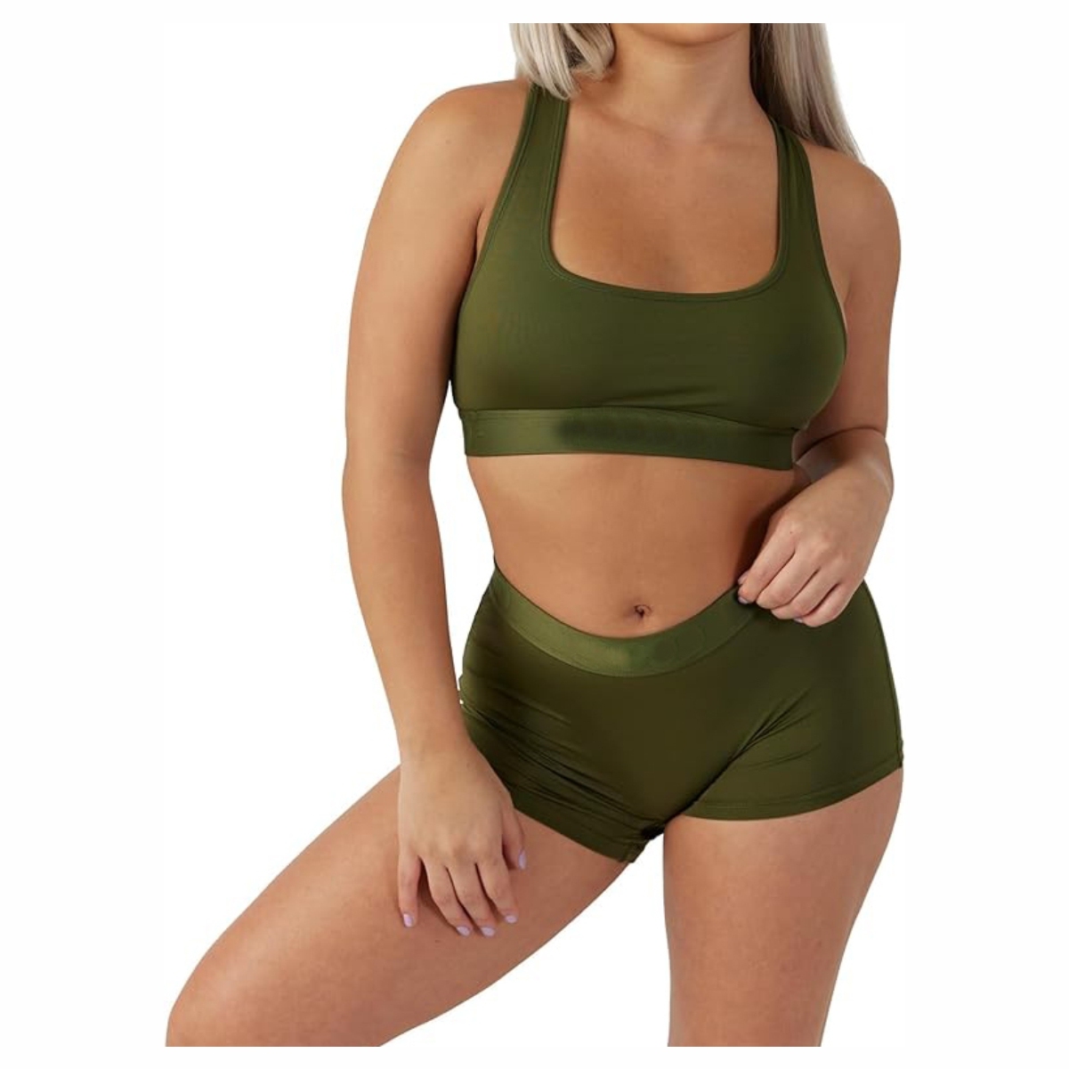 Nestrue Sports Women Yoga Shorts Activewear Set Plus Size 2 Piece Seamless Ribbed Breathable Smart Fabric