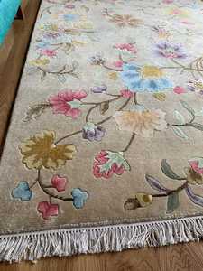 จัดส่งเร็ว carpet12x15ฟุตคุณภาพสูง! พรมทอลายดอกไม้สไตล์ธิเบตถักด้วยมือทำจากผ้าวูล NZ งานฝีมือชิ้นเอก - Product Image 4