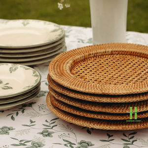 Napperon rond en osier brun tendance Plaques de chargeur en rotin Boho pour la décoration de table OEM avec quantité minimale de commande bas de l'usine du Vietnam - Product Image 3
