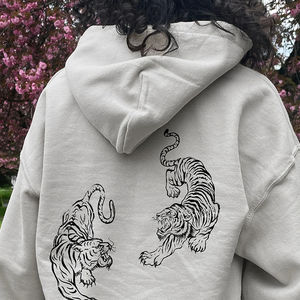 Sweat à capuche oversize décontracté en molleton épais pour homme, imprimé tigre, avec poche, streetwear d'hiver - Product Image 3