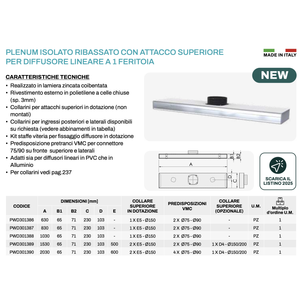 Système Tecnosystemi pour climatiseur, plénum isolé abaissé avec raccordement supérieur pour diffuseur linéaire à 1 fente - Product Image 2