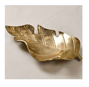 Taille personnalisée et logo disponible en aluminium plaqué or de haute qualité, feuilles moulées, centre de table de designer, plateau de service et de décoration - Product Image 4