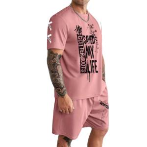 Conjunto de camisetas y pantalones cortos con estampado gráfico de dos piezas personalizado, ropa de verano para hombre, conjunto de camisetas y pantalones cortos de talla grande de 2 piezas para hombre - Product Image 2
