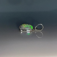 Pendentif Éthiopien en Opale Naturelle et Perle d'Imitation Vintage, Sculpté à Effet Multicolore, Fait Main, Plaqué Argent, Chaîne à Maillons, Unisexe pour Enfants