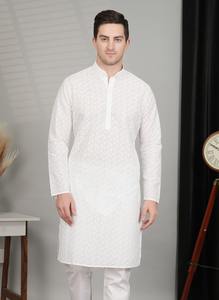 Conjunto de Kurta Pajama Blanco para Hombre de la Mejor Calidad con Pijama de Algodón Cómodo para Bodas y Festivales Disponible al Mejor Precio - Product Image 2