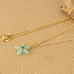 สร้อยคอจี้หินอะเมโซไนต์รูปปลาดาวแกะสลักด้วยมือ ดีไซน์ทันสมัย ชุบทอง 18k พร้อมสายเคเบิล สำหรับผู้หญิง - Product Image 5