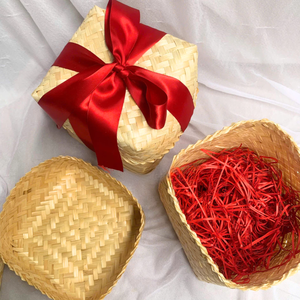 CESTAS DE BAMBÚ tejidas de alta calidad Estilo rústico para embalaje de regalo y decoración de temporada Ideal para regalos de boda de invitados - Product Image 2