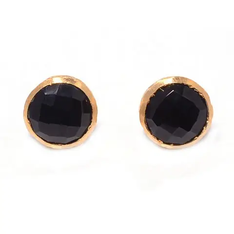 Boucles d'oreilles en pierre de laiton et Onyx noir, cadeau de créateur pour un mois, bijoux d'anniversaire pour la première fois, nouvelle collection