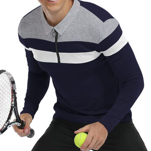 เสื้อโปโลสำหรับผู้ชายเสื้อโปโลแบบมีซิปสำหรับผู้ชายเสื้อโปโลแบบยืดได้สี่ทางสีพื้นผ้าบางเข้ารูปสำหรับใส่ในฤดูร้อน - Product Image 6