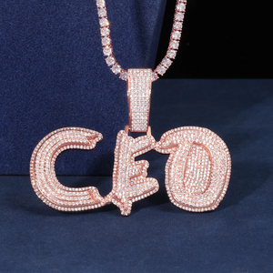 Bijoux Hip Hop pour Hommes, Pendentif Personnalisé avec Lettres Serties de Diamants, Argent Sterling 925, Diamant Cultivé VVS, Pendentif avec Nom, Initiale, Logo - Product Image 4