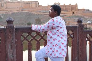 Sanganeri-Camisa Formal de Algodón para Hombre, Camisa de Manga Completa, Tejido Digital, Transpirable, Natural, Ideal para Bodas y Fiestas - Product Image 3