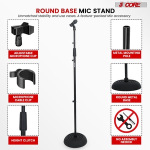 ขาตั้งไมโครโฟนแบบตั้งพื้น 5Core รุ่น Heavy Duty ปรับความสูงได้ สำหรับร้องเพลงบนเวทีและในสตูดิโอ - Product Image 5