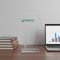 Trofeo Acrílico Grabado y Pulido Horizon Curve, Impresión Tipográfica, Premios Corporativos, Reconocimiento a Empleados, Deportes, Mukesh