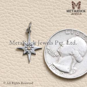 Colgante de estrella sólida 925, collar minimalista de diamante pavé, joyería hecha a mano, venta al por mayor - Product Image 3