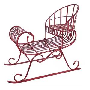 รถเลื่อนโลหะสีแดงสำหรับตกแต่งคริสต์มาสทำด้วยขนาดที่กำหนดเองขนาด14x10.75นิ้ว - Product Image 1