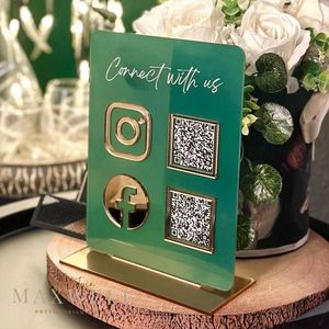 Soporte de exhibición de escritorio elegante para letrero de redes sociales con código QR acrílico personalizado para negocios, oficina, eventos y decoración del hogar - Product Image 5