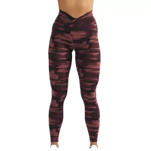 Leggings de gymnastique Pantalon tricoté à motifs taille haute avec poches Tenue de sport personnalisée Mode Taille élastique Leggings de yoga - Product Image 1