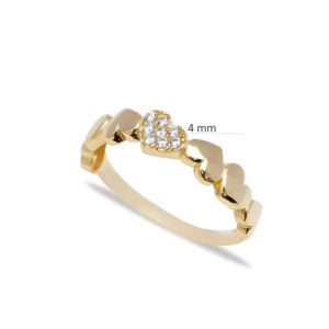 แหวนแต่งงานดีไซน์หัวใจหรูหรา ชุบโรเดียม งานแฮนด์เมด สไตล์มินิมอล ตุรกี เงินแท้ 925 - Product Image 2