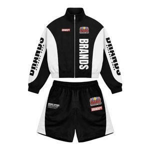 Custom <b>Men's</b> Nylon Windbreaker <b>Jacket</b> & Shorts Set Lightweight 2 Piece Streetwear Tracksuit OEM ODM Wholesale Sportswear Suit - Product Image 1
