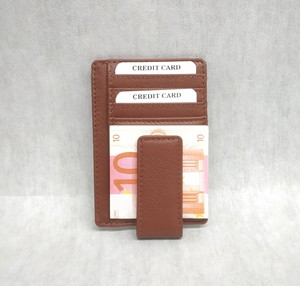 Portefeuille de cartes de visite en cuir magnétique personnalisé avec logo en relief, pour homme, poche avant, accessoire fin, faible MOQ, PU - Product Image 3