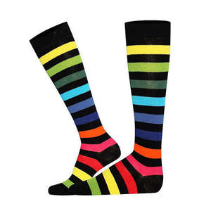 Chaussettes rayées hautes pour hommes et femmes, respirantes, en coton, sans couture, unisexes, colorées, longues, tissées, chaussettes de sport - Product Image 5