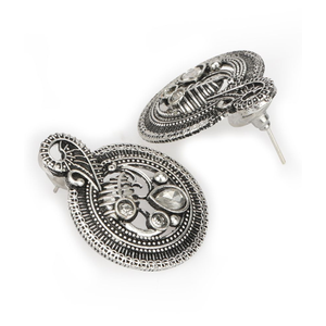 Zircon Oxidised <b>Black</b> <b>Stud</b> <b>Earrings</b> for Party Occasions - Product Image 5