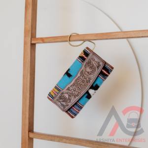 Manta de sillín turquesa Tooled Trifold Wallet Western Genuine Leather Double Snap Closure Wallet Floral Leather Aztec Clutch - Product Image 4