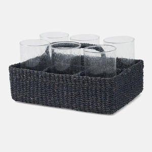 Open Weaving Seagrass <b>Utensil</b> <b>Holder</b> for Countertop Raffia Grass Cutlery and Napkin <b>Holder</b> Caddy - Product Image 3