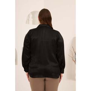 Blusa de Satén con Estampado de Piedras Negras para Mujer, Talla Grande, Marca RMG - Elegante Camisa de Poliéster Tejido para Primavera/Verano - Product Image 5
