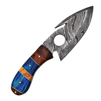 Couteau Skinner Jexmoo personnalisé fait main en acier Damas, manche en résine, étui en cuir - 9 pouces, entretien à l'huile végétale - DIY OEM, cadeau de camping