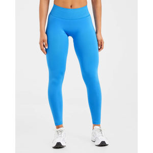 Best Price Customized <b>Women's</b> High Waist Professional Yoga <b>Leggings</b> Solid Light <b>Blue</b> Quick Dry Breathable Four-Way Stretch V - Product Image 1
