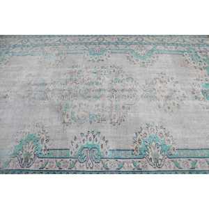 Alfombra Vintage de 6.2x9.3 pies, Alfombra Turca de Lana con Diseño de Camuflaje Azul - Product Image 5